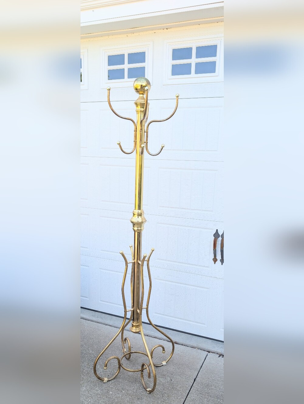 Brass Gold Finish Standing Coat Rack Tree Victorian Antique Exquisite Tall
